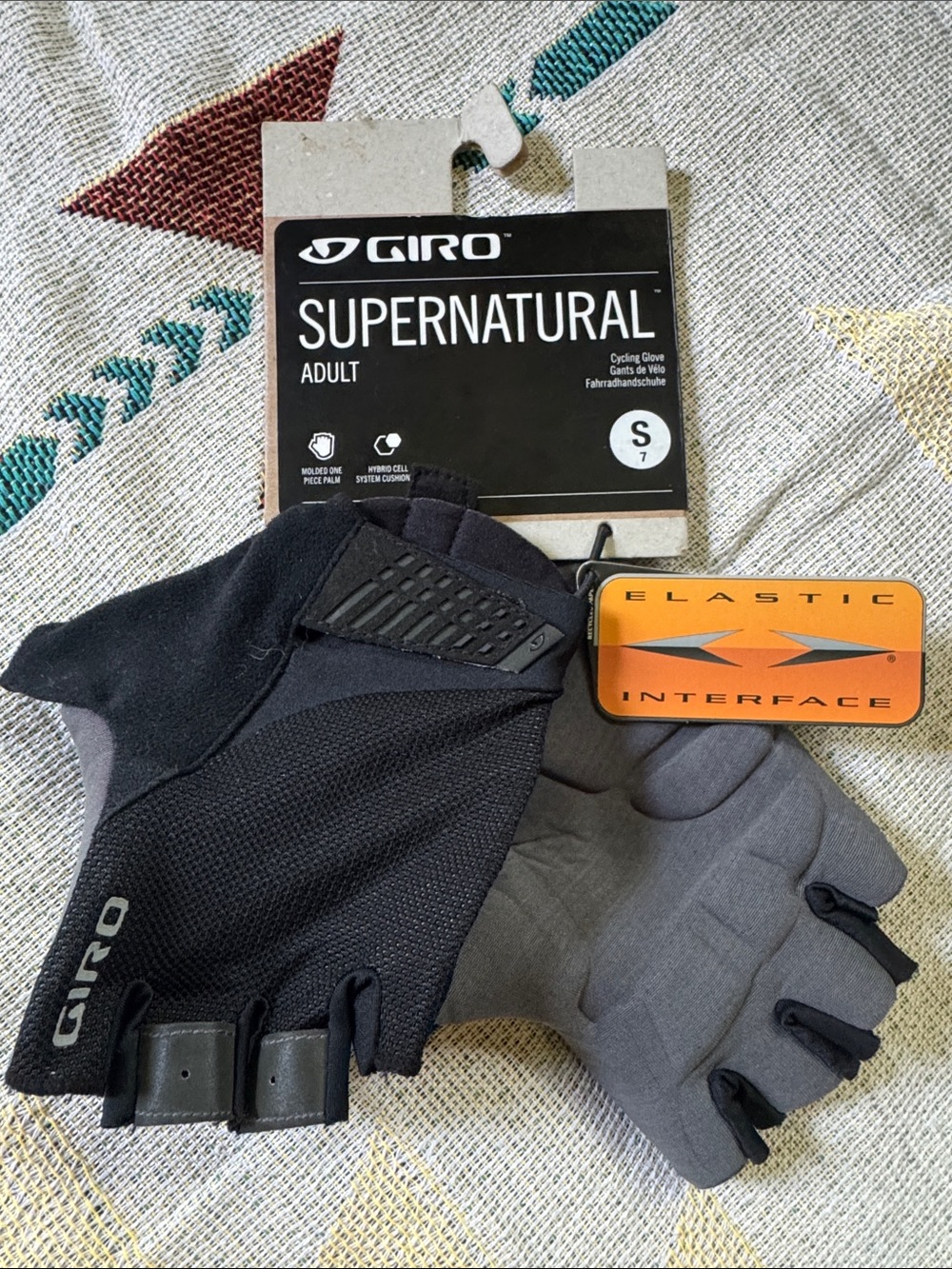 Giro bike cycling gloves supernatural padded palm black grey NWT adult small NEW